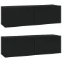 Muebles TV pared 2 uds madera contrachapada negro 100x30x30 cm de vidaXL, Muebles TV - Ref: Foro24-804545, Precio: 94,72 €, D...