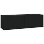 Muebles TV pared 2 uds madera contrachapada negro 100x30x30 cm de vidaXL, Muebles TV - Ref: Foro24-804545, Precio: 94,72 €, D...