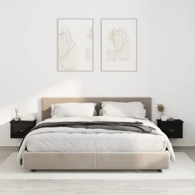 Mesitas de noche de pared 2 uds negra 41,5x36x28 cm de vidaXL, Mesitas de noche - Ref: Foro24-816379, Precio: 64,12 €, Descue...