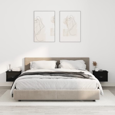 Mesitas de noche de pared 2 uds negra 41,5x36x28 cm de vidaXL, Mesitas de noche - Ref: Foro24-816379, Precio: 65,03 €, Descue...