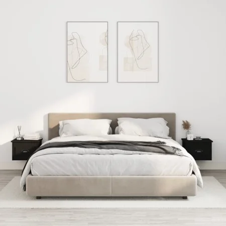 Mesitas de noche de pared 2 uds negra 41,5x36x28 cm de vidaXL, Mesitas de noche - Ref: Foro24-816379, Precio: 64,12 €, Descue...