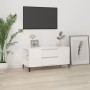 Mueble de TV madera contrachapada blanco brillo 102x44,5x50 cm en Muebles TV | Comprar online en Foru.es