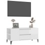 Mueble de TV madera contrachapada blanco brillo 102x44,5x50 cm en Muebles TV | Comprar online en Foru.es