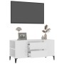 Mueble de TV madera contrachapada blanco brillo 102x44,5x50 cm en Muebles TV | Comprar online en Foru.es