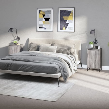Mesitas de noche 2 uds madera contrachapada gris 40x35x70 cm de vidaXL, Mesitas de noche - Ref: Foro24-819657, Precio: 59,34 ...