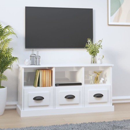 Mueble de TV madera contrachapada blanco brillo 100x35x50 cm de vidaXL, Muebles TV - Ref: Foro24-816290, Precio: 71,87 €, Des...