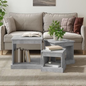 Mesas de centro 3 uds madera de ingeniería gris hormigón de vidaXL, Mesas de centro - Ref: Foro24-816492, Precio: 69,20 €, De...