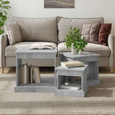 Mesas de centro 3 uds madera de ingeniería gris hormigón de vidaXL, Mesas de centro - Ref: Foro24-816492, Precio: 68,40 €, De...
