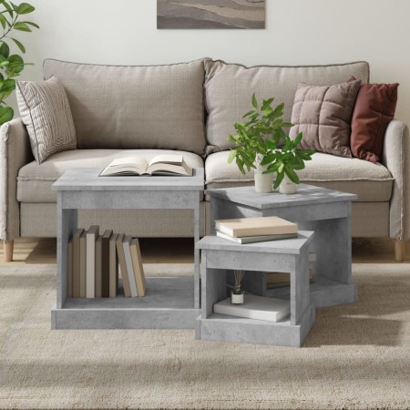 Mesas de centro 3 uds madera de ingeniería gris hormigón de vidaXL, Mesas de centro - Ref: Foro24-816492, Precio: 69,20 €, De...