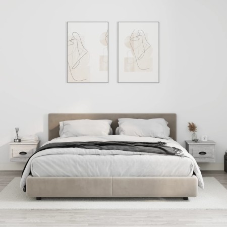 Mesitas de noche de pared 2 uds color gris Sonoma 41,5x36x28 cm de vidaXL, Mesitas de noche - Ref: Foro24-816389, Precio: 55,...