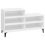Mueble zapatero madera contrachapada blanco brillo 102x36x60 cm en Zapateros y organizadores de calzado | Comprar online en Foru