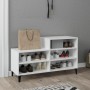 Mueble zapatero madera contrachapada blanco brillo 102x36x60 cm en Zapateros y organizadores de calzado | Comprar online en Foru