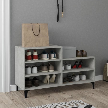 Mueble zapatero madera contrachapada gris hormigón 102x36x60 cm en Zapateros y organizadores de calzado | Comprar online en Foru