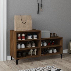 Mueble zapatero madera contrachapada roble marrón 102x36x60 cm en Zapateros y organizadores de calzado | Comprar online en Foru.