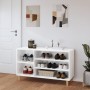 Mueble zapatero madera contrachapada blanco brillo 102x36x60 cm en Zapateros y organizadores de calzado | Comprar online en Foru