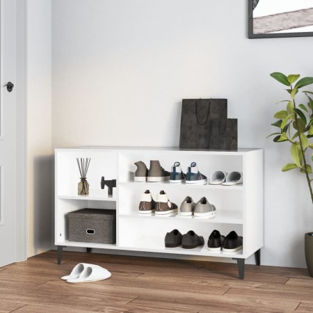 Mueble zapatero madera contrachapada blanco brillo 102x36x60 cm en Zapateros y organizadores de calzado | Comprar online en Foru