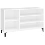 Mueble zapatero madera contrachapada blanco brillo 102x36x60 cm en Zapateros y organizadores de calzado | Comprar online en Foru