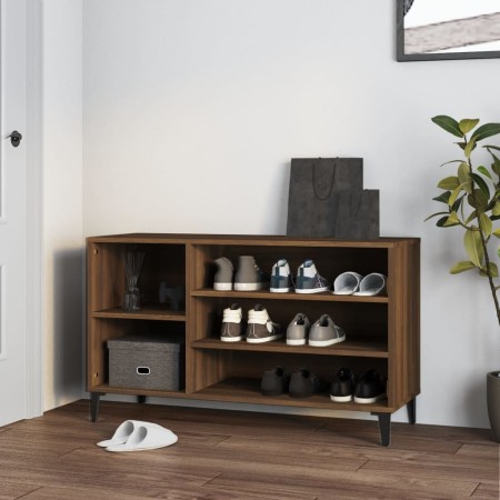 Mueble zapatero madera contrachapada roble marrón 102x36x60 cm en Zapateros y organizadores de calzado | Comprar online en Foru.