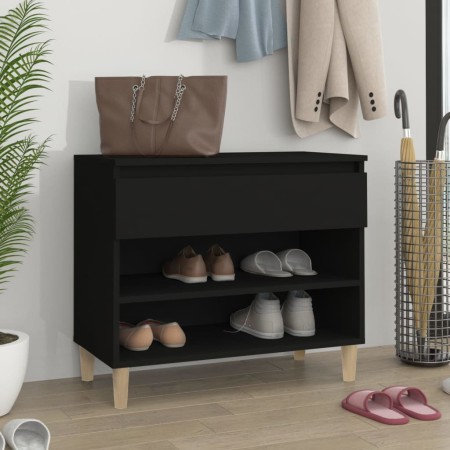 Mueble zapatero madera contrachapada negro 70x36x60 cm en Zapateros y organizadores de calzado | Comprar online en Foru.es