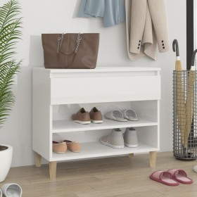 Mueble zapatero madera contrachapada blanco brillo 70x36x60 cm en Zapateros y organizadores de calzado | Comprar online en Foru.