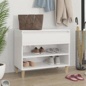 Mueble zapatero madera contrachapada blanco brillo 70x36x60 cm en Zapateros y organizadores de calzado | Comprar online en Foru.