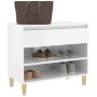 Mueble zapatero madera contrachapada blanco brillo 70x36x60 cm en Zapateros y organizadores de calzado | Comprar online en Foru.