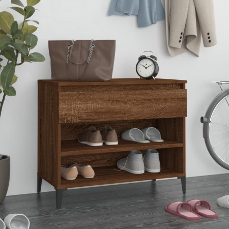 Mueble zapatero madera contrachapada roble ahumado 70x36x60 cm en Zapateros y organizadores de calzado | Comprar online en Foru.