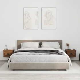 Mesitas de noche de pared 2 uds color roble marrón 41,5x36x28cm de vidaXL, Mesitas de noche - Ref: Foro24-816391, Precio: 60,...