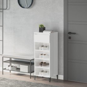 Mueble zapatero madera contrachapada blanco brillo 40x36x105 cm en Zapateros y organizadores de calzado | Comprar online en Foru