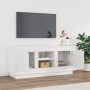 Mueble de TV madera contrachapada blanco brillo 102x35x45 cm en Muebles TV | Comprar online en Foru.es