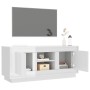 Mueble de TV madera contrachapada blanco brillo 102x35x45 cm en Muebles TV | Comprar online en Foru.es