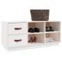 Banco zapatero madera maciza de pino blanco 100x34x45 cm en Zapateros y organizadores de calzado | Comprar online en Foru.es