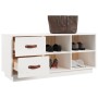 Banco zapatero madera maciza de pino blanco 100x34x45 cm en Zapateros y organizadores de calzado | Comprar online en Foru.es