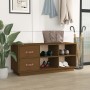 Banco zapatero madera maciza de pino marrón miel 100x34x45 cm en Zapateros y organizadores de calzado | Comprar online en Foru.e