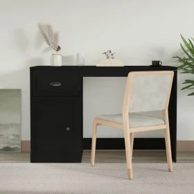Escritorio con cajón madera contrachapada negro 115x50x75 cm de vidaXL, Escritorios - Ref: Foro24-816473, Precio: 94,59 €, De...