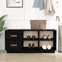 Banco zapatero madera maciza de pino negro 100x34x45 cm en Zapateros y organizadores de calzado | Comprar online en Foru.es