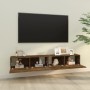 Muebles de pared de TV 2 uds madera roble ahumado 100x30x30 cm en Muebles TV | Comprar online en Foru.es