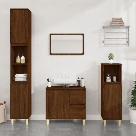 Armario de baño madera contrachapada marrón roble 30x30x100 cm de vidaXL, Muebles de baño - Ref: Foro24-819811, Precio: 59,60...