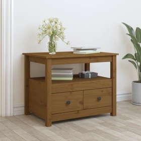 Mesa de centro de madera maciza de pino marrón miel 71x49x55 cm en Mesas de centro | Comprar online en Foru.es