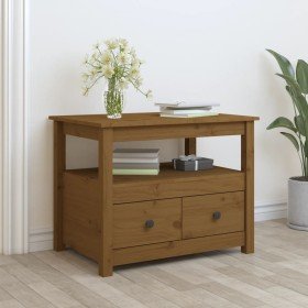 Mesa de centro de madera maciza de pino marrón miel 71x49x55 cm en Mesas de centro | Comprar online en Foru.es