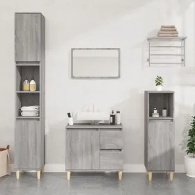 Armario de baño madera contrachapada gris Sonoma 65x33x60 cm de vidaXL, Muebles de baño - Ref: Foro24-819826, Precio: 61,71 €...
