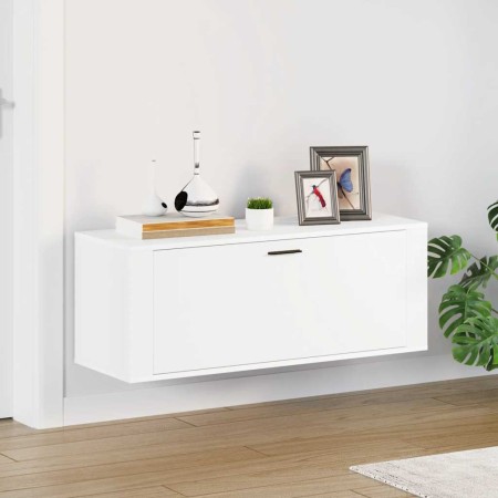 Mueble zapatero pared madera contrachapada blanco 100x35x38 cm en Zapateros y organizadores de calzado | Comprar online en Foru.