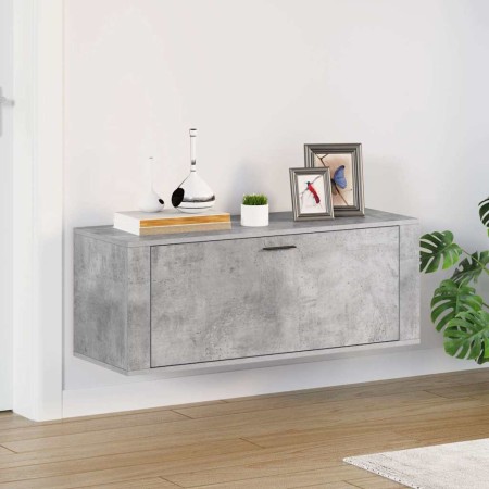 Mueble zapatero pared contrachapada gris hormigón 100x35x38 cm en Zapateros y organizadores de calzado | Comprar online en Foru.