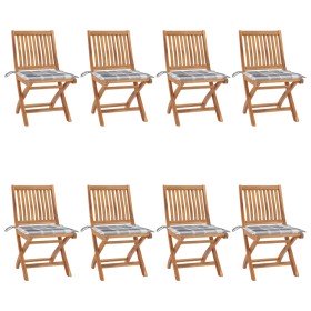 Sillas de jardín plegables 8 uds madera maciza teca con cojines en Sillas de jardín | Comprar online en Foru.es