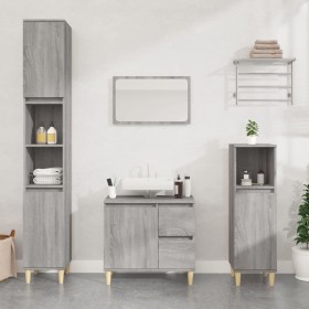 Armario de baño madera contrachapada gris Sonoma 30x30x190 cm de vidaXL, Tocadores de baño - Ref: Foro24-819794, Precio: 87,5...