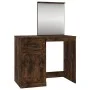 Tocador y espejo madera contrachapada roble humo 90x50x132,5 cm de vidaXL, Tocadores para dormitorios - Ref: Foro24-816765, P...