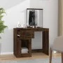 Tocador y espejo madera contrachapada roble humo 90x50x132,5 cm de vidaXL, Tocadores para dormitorios - Ref: Foro24-816765, P...