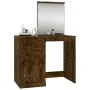 Tocador y espejo madera contrachapada roble humo 90x50x132,5 cm de vidaXL, Tocadores para dormitorios - Ref: Foro24-816765, P...