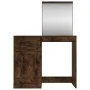 Tocador y espejo madera contrachapada roble humo 90x50x132,5 cm de vidaXL, Tocadores para dormitorios - Ref: Foro24-816765, P...