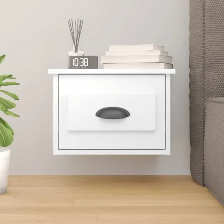 Mesita de noche de pared blanco brillante 41,5x36x28 cm de vidaXL, Mesitas de noche - Ref: Foro24-816380, Precio: 33,30 €, De...